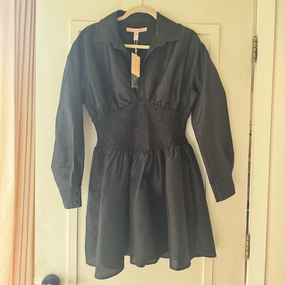 Hutch Dolan Long-Sleeve Smocked-Waist Mini Dress - Picture 5 of 8